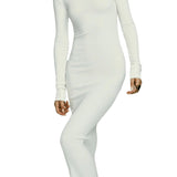 Eterne Long Sleeve Crewneck Maxi Dress