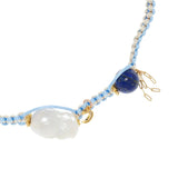 Joie DiGiovanni Summer dream sky baroque Pearl lucky charm and gold silk rocker choker