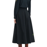 Lela Rose Floral Thread Embroidered Cotton Poplin Skirt