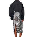 Carolina Herrera Embellished Sequin Midi Skirt
