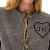 Chloe MC08 Fitted Logo Cardigan in a Wool & Cashmere Knit