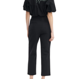 Lela Rose Tulip Crystal Embroidered Stretch Cotton Pant