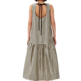 Ganni Shiny Check Jacquard Midi Dress