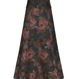 Lela Rose Floral Denim Trumpet Skirt