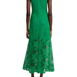 Lela Rose Lattice Guipure Lace Midi Dress