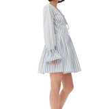 Ganni Stripe Cotton Mini Wrap Dress