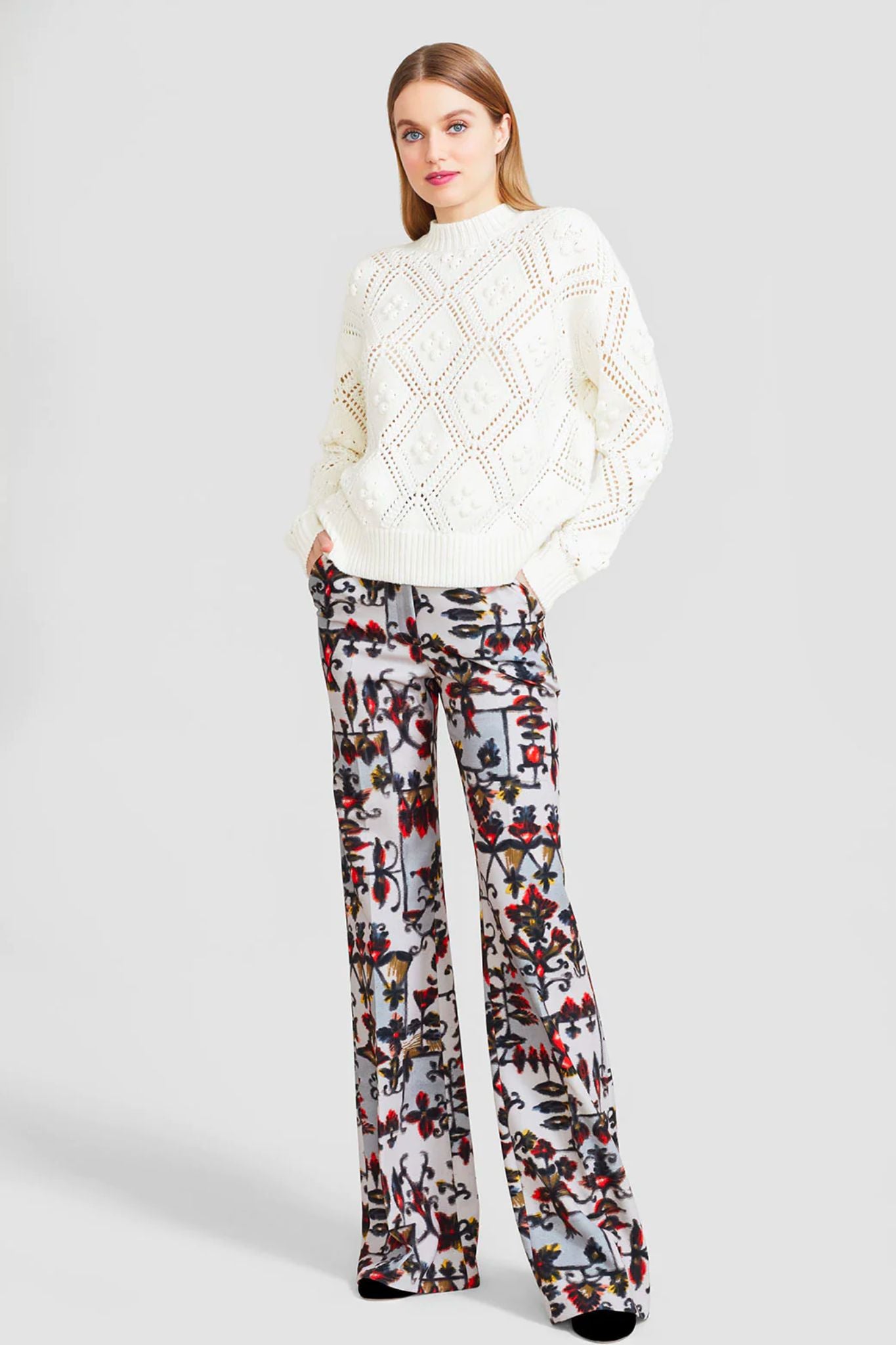 Lela Rose Dotted Knit Pullover