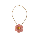 Irene Neuwirth Tropical Flower One of a Kind 18k Rose Gold 16" Necklace set with Pink Opal Carved Flower and Fire Opal