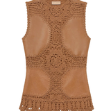Ulla Johnson Livia SL Crochet & Leather Top