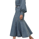 Zimmermann Illustration Denim Midi Skirt