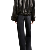 Brandon Maxwell Collins Cropped Leather Trench Coat