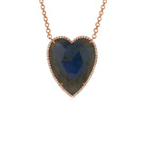 Irene Neuwirth Rose Cut Labradorite Heart and Diamond Pave (0.88 cts) Necklace