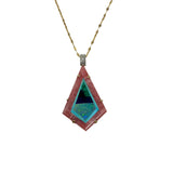 The Woods TS Necklace with Natural Inlaid Rhodochrosite with Malachite, Opal and Turquoise Pendant