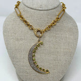 The Woods Large Pave and Peridot Moon Pendant