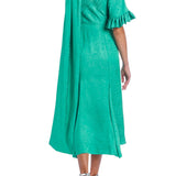 Markarian Fitzgerald One Shoulder Ruffle Sleeve Midi Dress