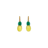 Marie Helene de Taillac 20k Yellow Gold Lemon Quartz and Green Chalcedony Pineapple Earrings