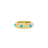 Jenna Blake Gypsy Band Ring with Turquoise and Diamonds