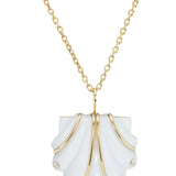 Brent Neale Mini Carved Stone Shell Pendant with Diamonds on Chain