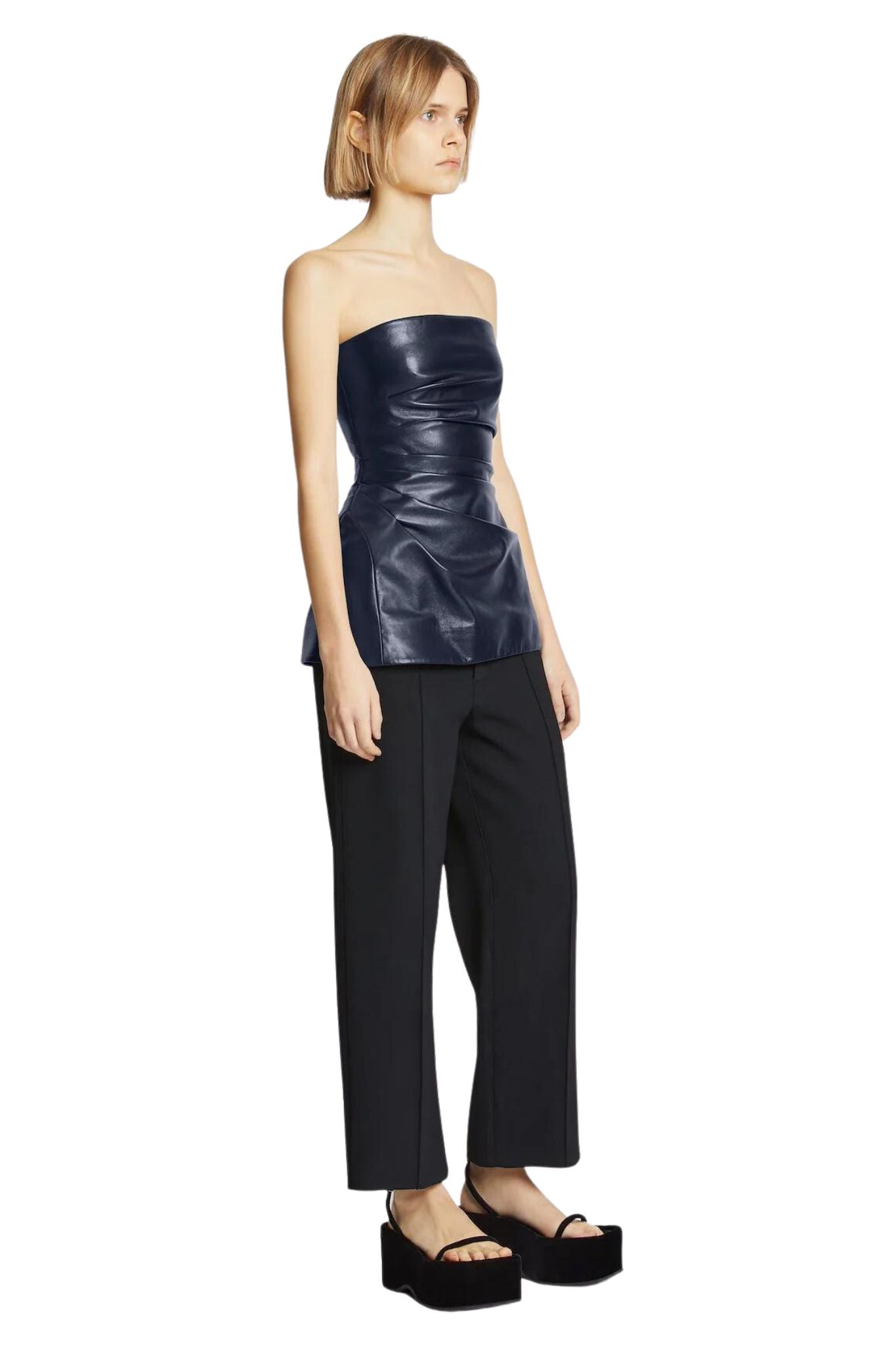 Proenza Schouler Glossy Leather Strapless Top