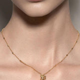 Boochier Yellow Gold Lucky Cat Diamond Necklace