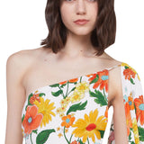 Stella McCartney Garden Print One Shoulder Cape Dress