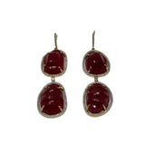 V550 The Woods Pink Jade and Diamond Drop Earrings