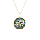 Brent Neale Small Carved Stone Sand Dollar Pendant on Wheat Chain