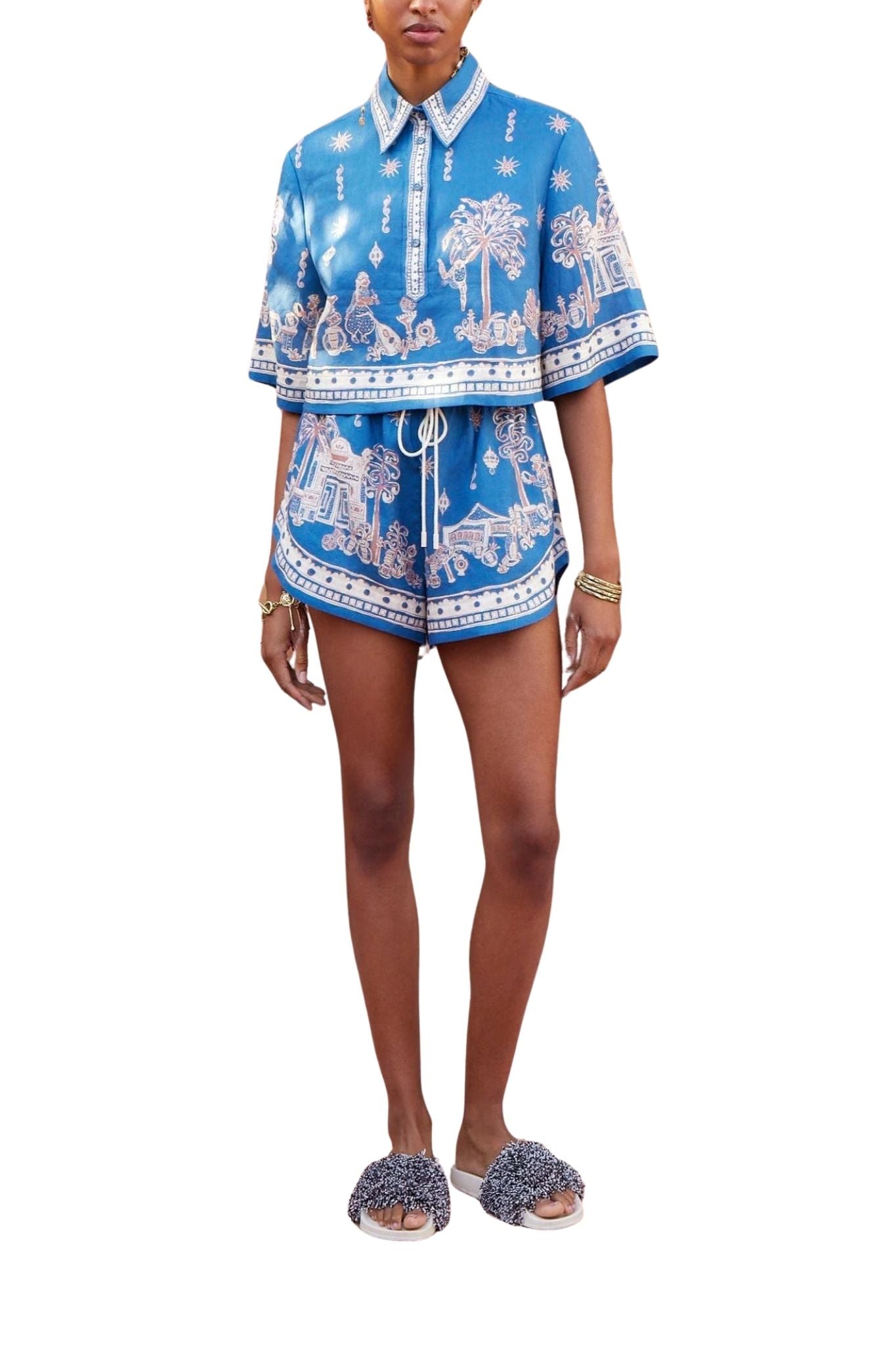 Alemais Acacia Cropped Shirt - Vermillion