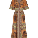 Alemais Alberta Smocked Shirtdress Multi - Vermillion