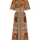 Alemais Alberta Smocked Shirtdress Multi - Vermillion