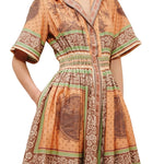 Alemais Alberta Smocked Shirtdress Multi - Vermillion