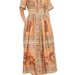 Alemais Alberta Smocked Shirtdress Multi - Vermillion