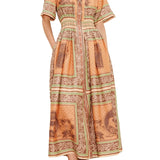 Alemais Alberta Smocked Shirtdress Multi - Vermillion