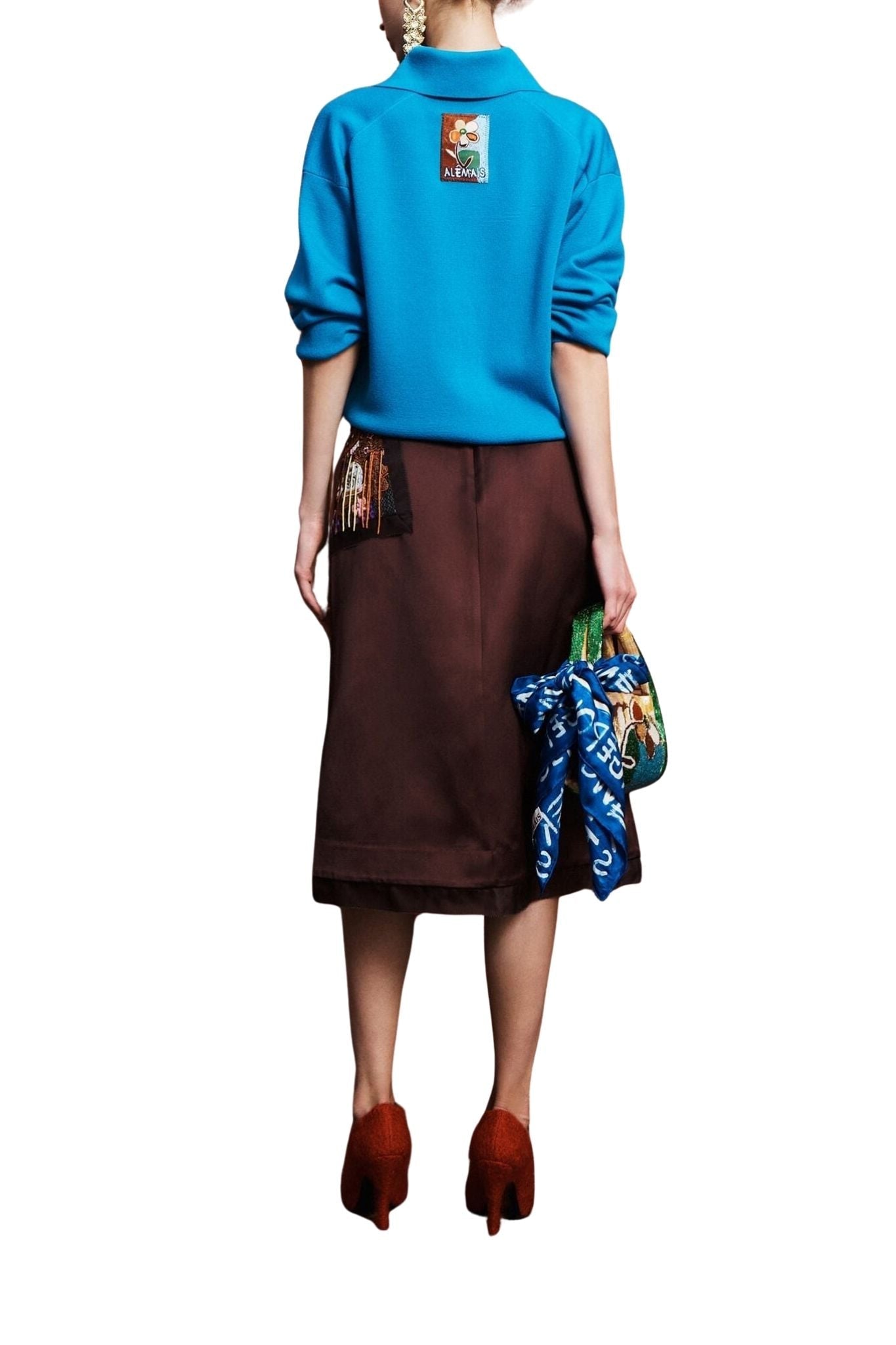 Alemais Claudie Azure Knit Polo - Vermillion