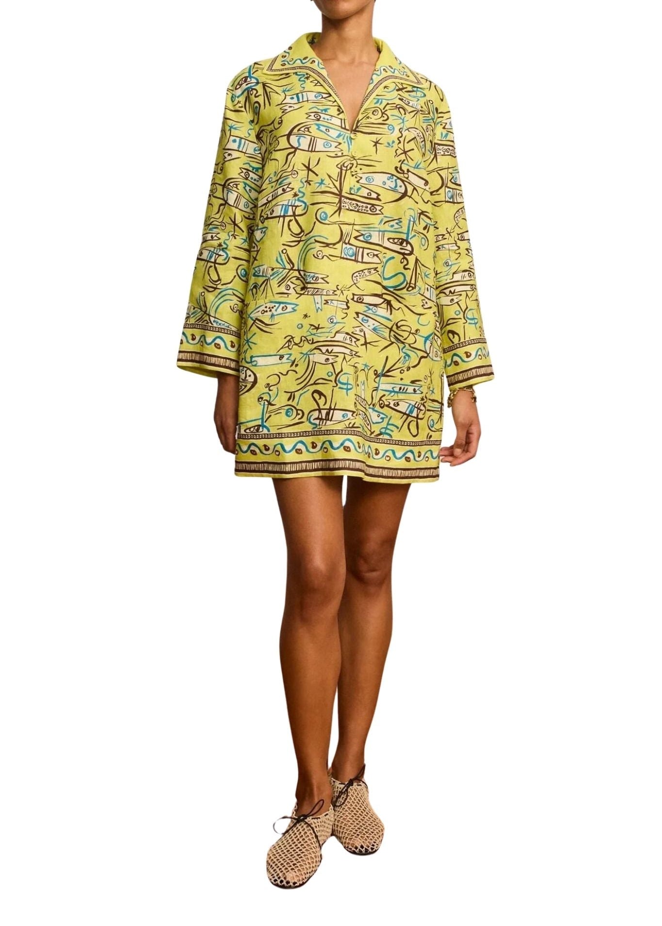 Alemais Fish Sticks Long Sleeve Mini Dress - Vermillion