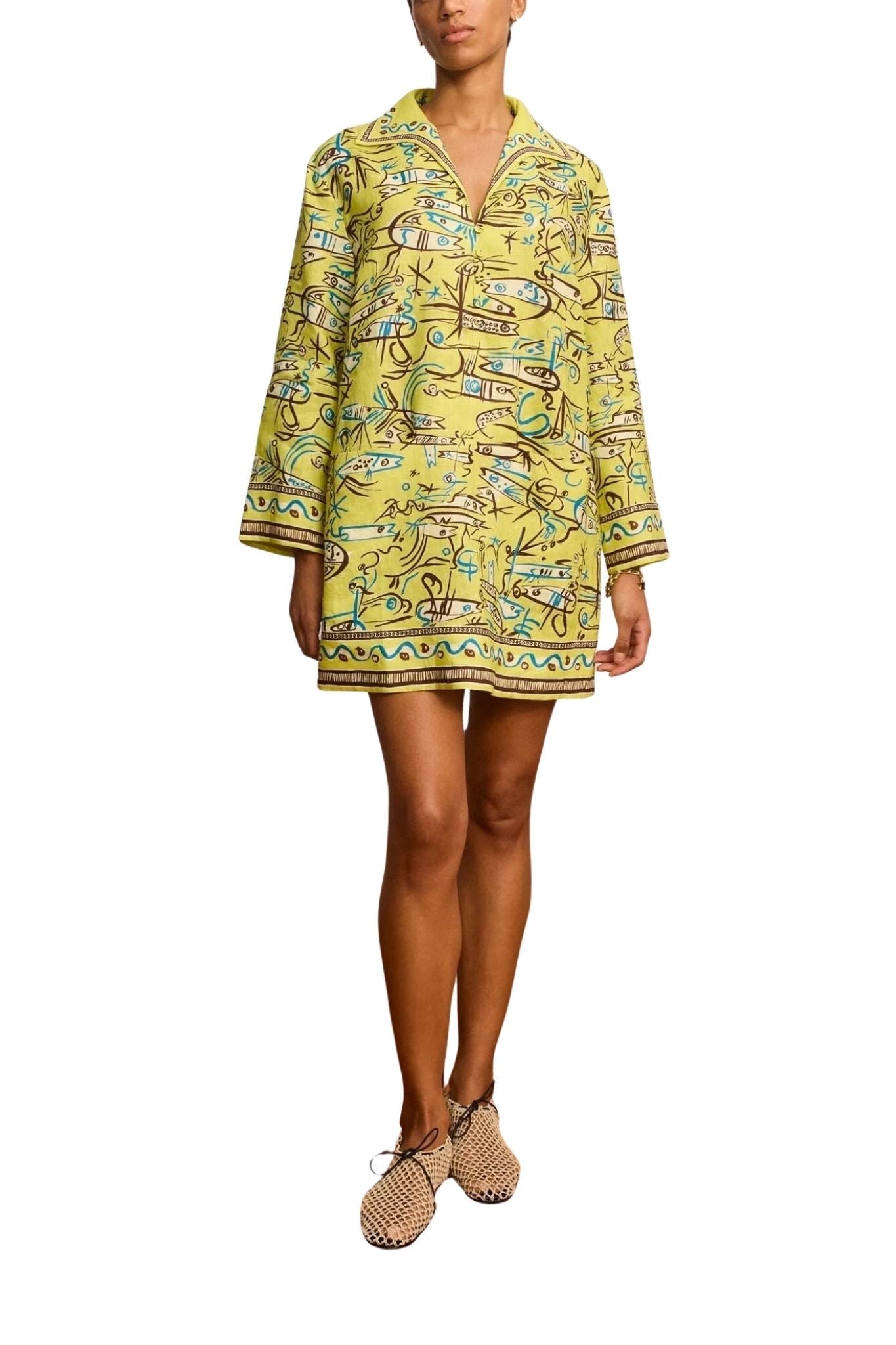Alemais Fish Sticks Long Sleeve Mini Dress - Vermillion