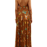 Alemais Golden Metallic Strapless Gown - Vermillion