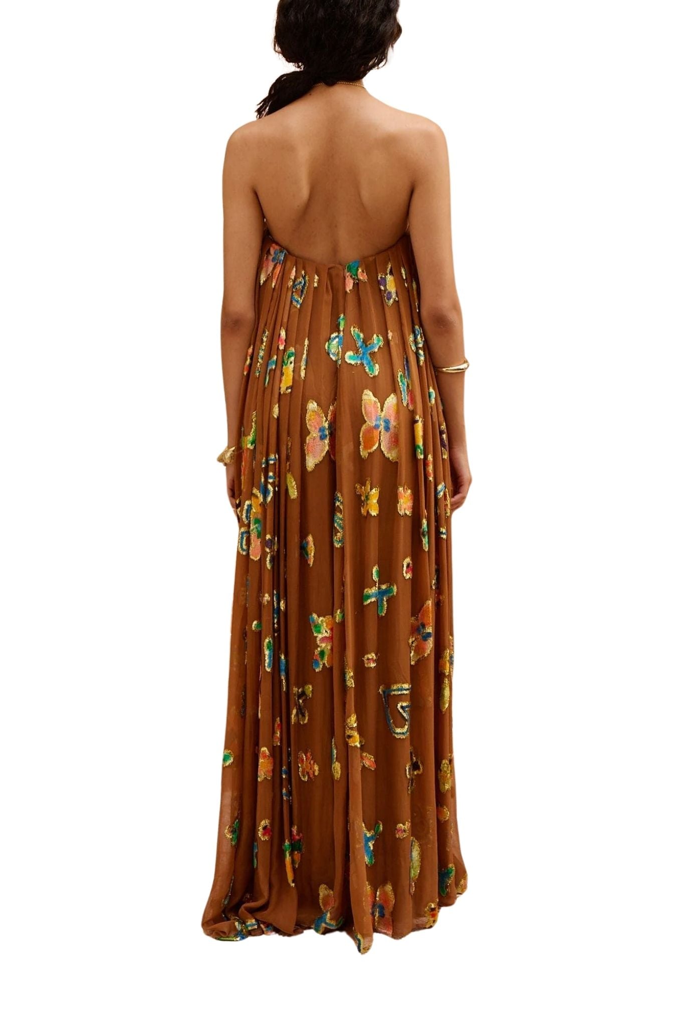 Alemais Golden Metallic Strapless Gown - Vermillion