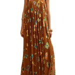 Alemais Golden Metallic Strapless Gown - Vermillion