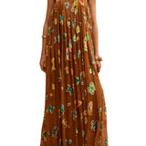 Alemais Golden Metallic Strapless Gown - Vermillion