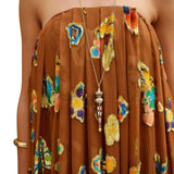 Alemais Golden Metallic Strapless Gown - Vermillion