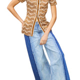 Alemais Jacones Spliced Denim Jean - Vermillion