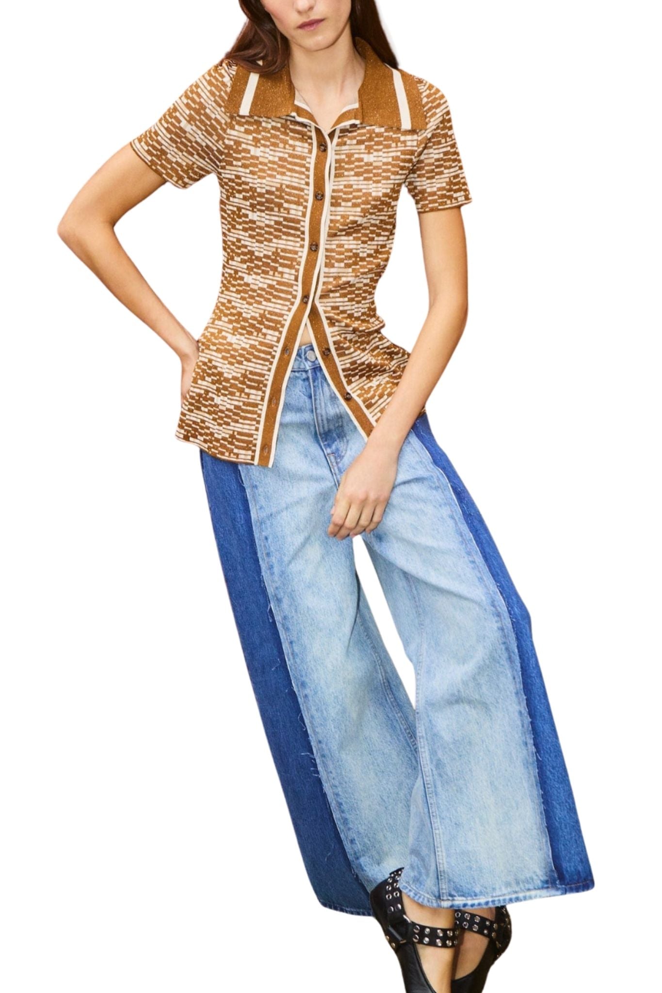 Alemais Jacones Spliced Denim Jean - Vermillion