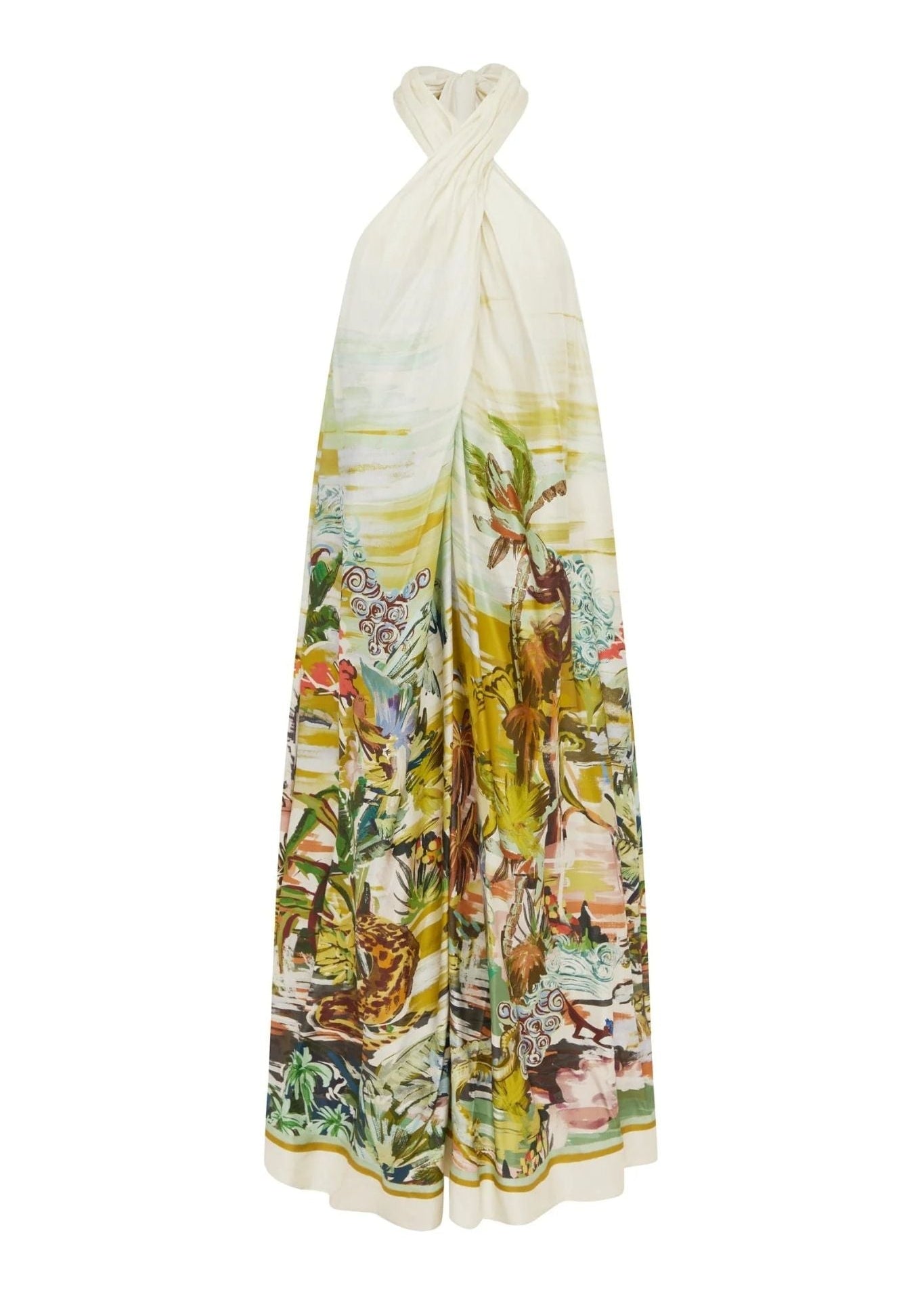 Alemais Jungle Boogie Silk Halter Dress Multi - Vermillion