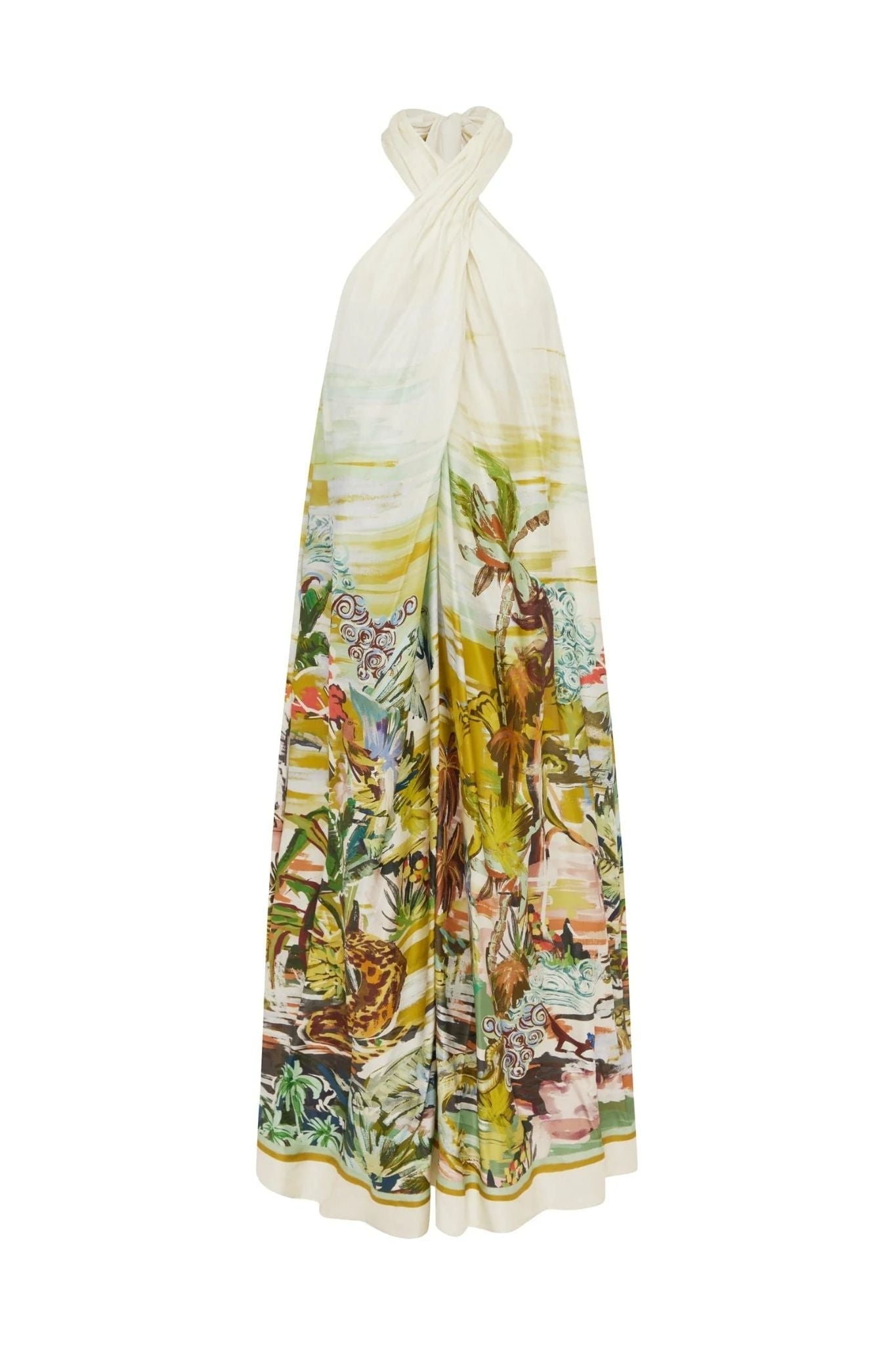 Alemais Jungle Boogie Silk Halter Dress Multi - Vermillion