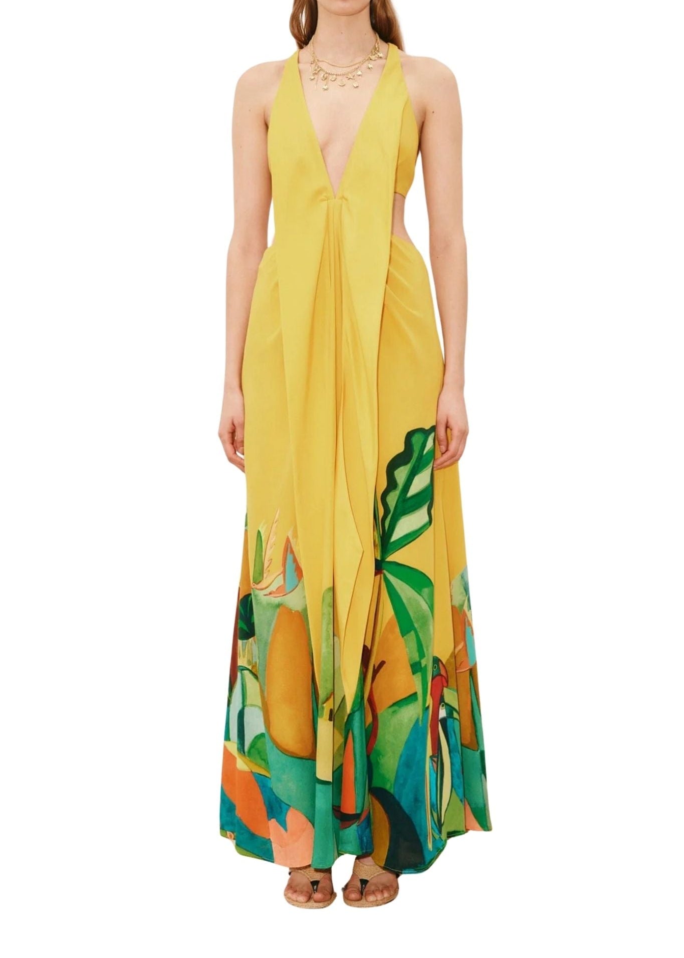 Alemais Mokshini Silk Gown Multi - Vermillion