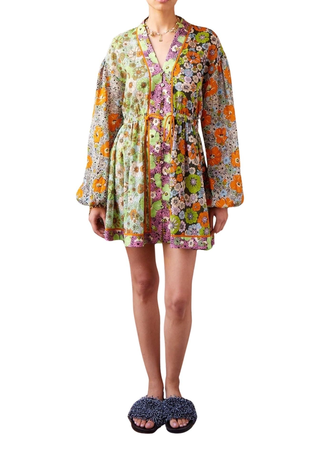 Alemais Orange Blossom Spliced Mini Dress - Vermillion