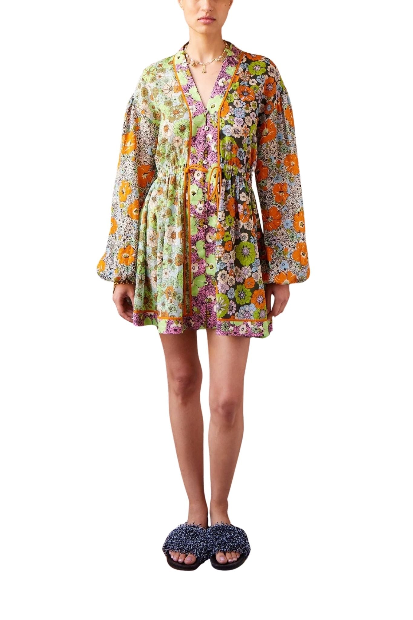 Alemais Orange Blossom Spliced Mini Dress - Vermillion