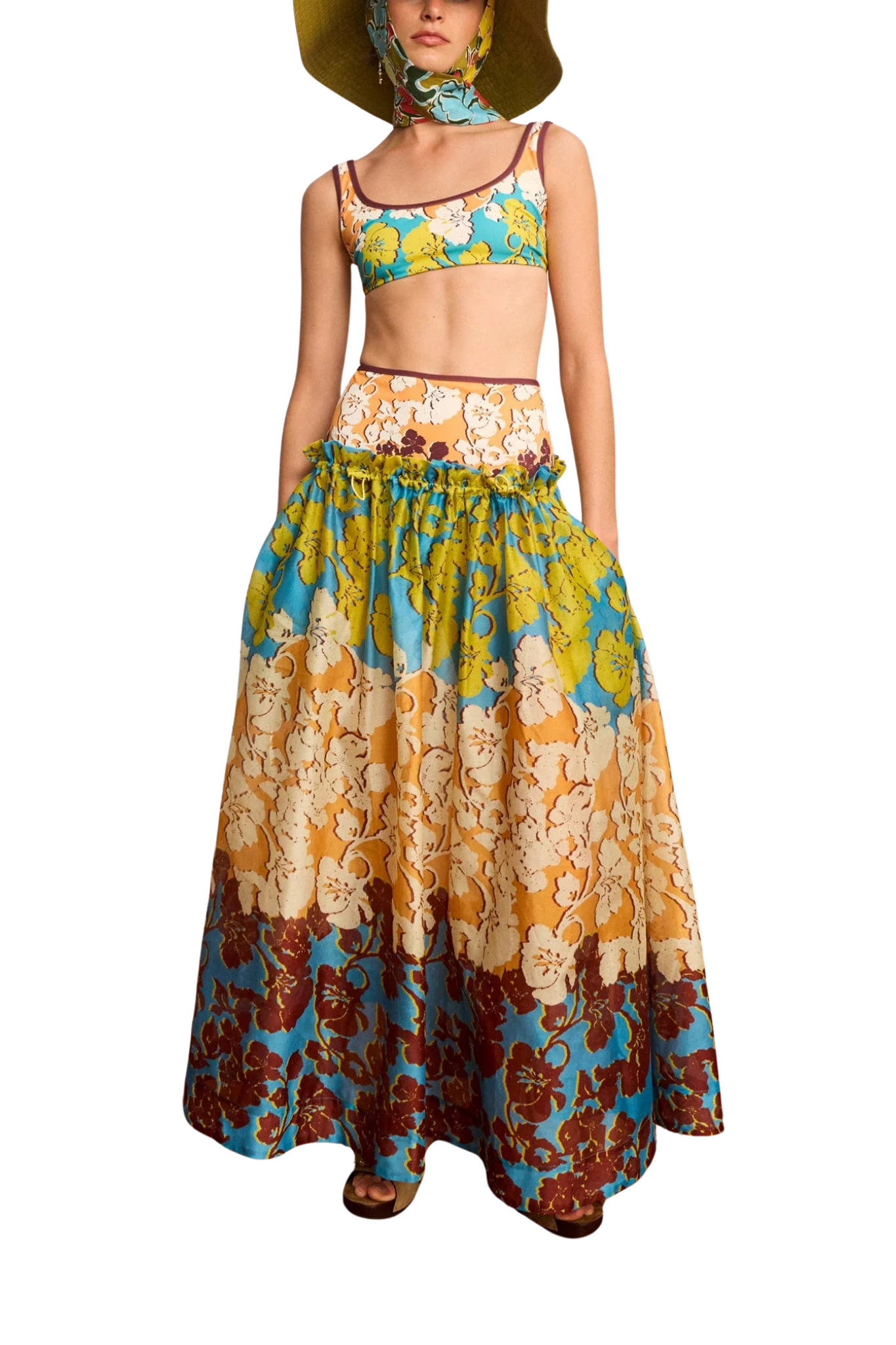 Alemais Splice Midi Skirt - Vermillion