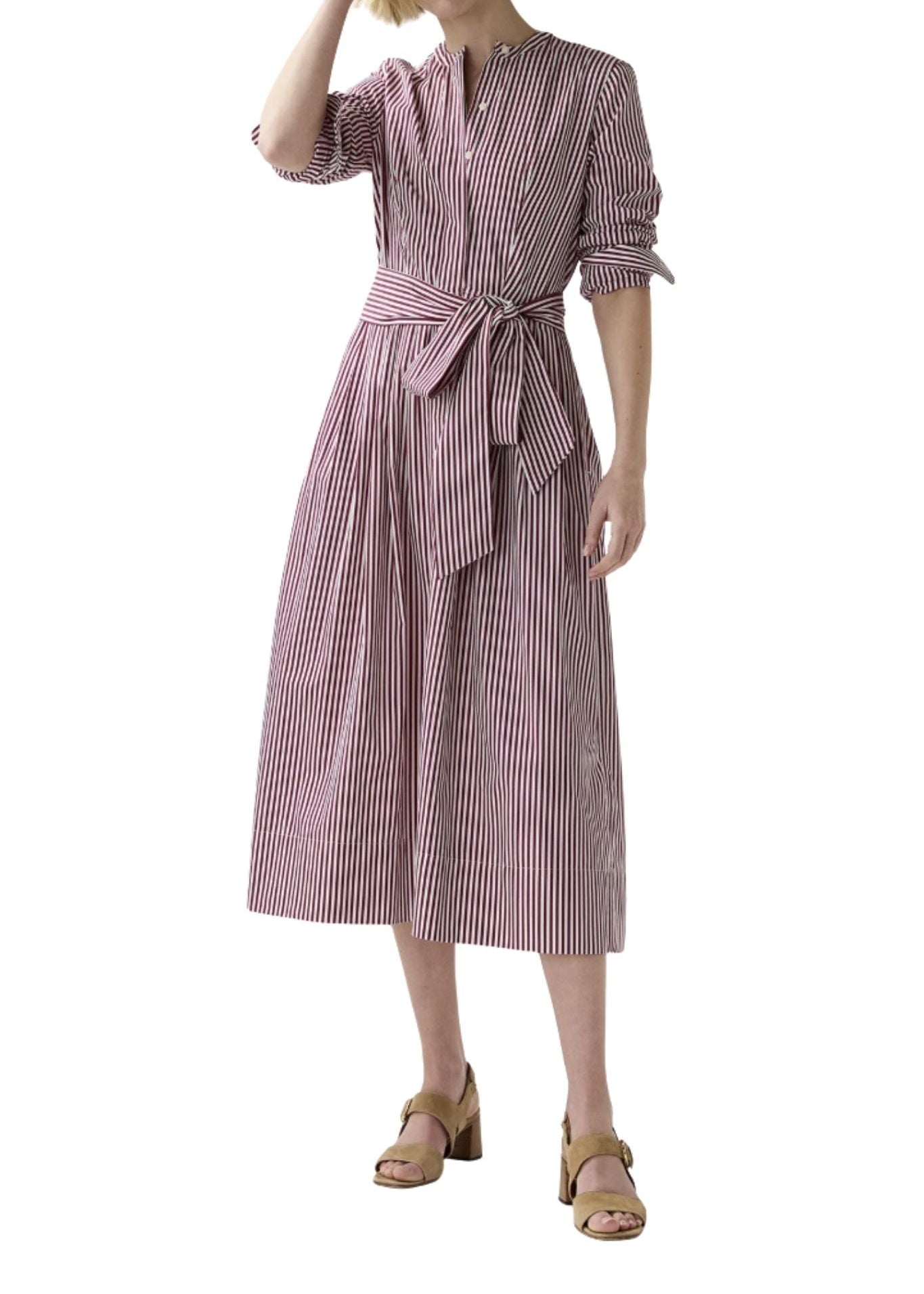 shirtwaist dress Felicity Shirtwaist Dress in Red/White Bengal Stripe Poplin
